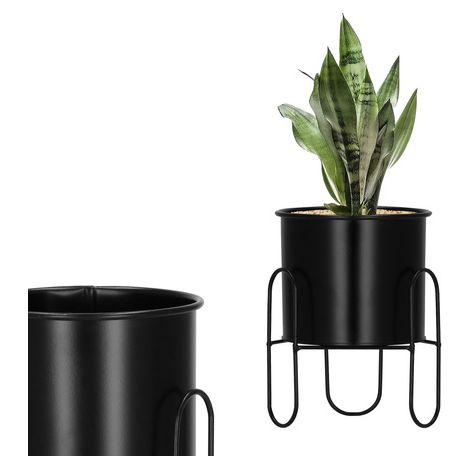 Stojak per piante da 18 cm con vaso, moderno supporto per fiori soprone nero opaco.