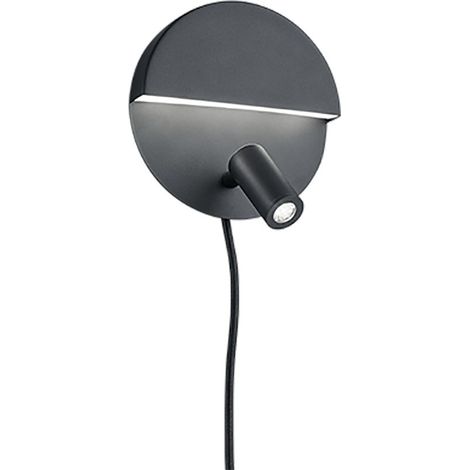 Applique Tonda Led Doppia Luce con Faretto Orientabile Nero Mario GD Trio (1/4)