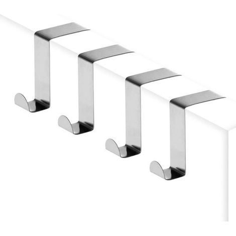 Juego de 4 ganchos para perchero de acero inoxidable - Sin tornillos - Para baño - Cocina - Acero inoxidable - Ganchos para puerta (1/5)