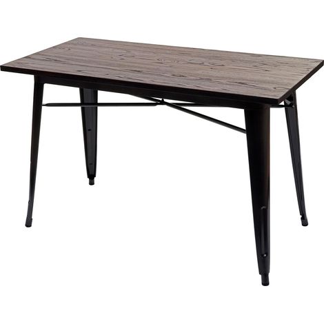 [NEUWERTIG] Esszimmertisch HHG-484a, Tisch Bistrotisch, Metall Ulme Holz Industrial Gastronomie MVG schwarz-braun 120x60cm
