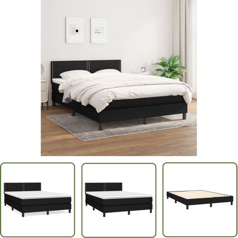 Lit adulte,Lit avec Sommier et Matelas confortable pour Chambre,Ensemble Lit à sommier tapissier Noir 140x200 cm Tissu -BVN67105 (1/5)
