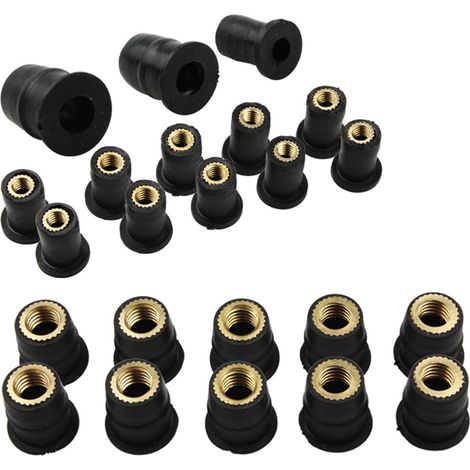 Motorcycle Fairing Bulkhead Nuts, M5 Rubber Brass Fasteners 10 (1/5)