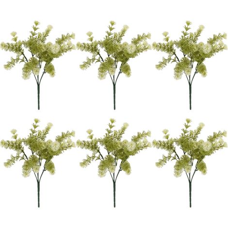 (6 pièces, vertes et blanches, hauteur du produit : 32,5 cm) Plante artificielle Bouddha à 5 fourches [6 pièces par paquet] (1/2)
