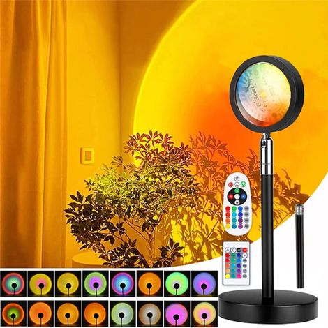 Lampada a effetto tramonto, lampada solare, lampada circolare, con 2 telecomandi, rotazione a 180°, 16 colori RGB, 4 modalità di illuminazione, accessori fotografici (1/4)