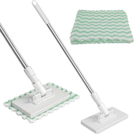 Serpillère avec système de serrage à pression, serpillère automatique avec 10 tampons de serpillère, mini serpillère avec changement automatique de chiffon pour la maison et le bureau (100 cm) (1/5)