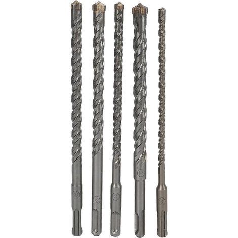 5-teiliges Steinbohrer-Set, 6 mm, 8 mm, 10 mm, 12 mm, 14 mm Bohrdurchmesser, 210 mm Länge, Kreuzbohrer für
