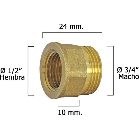 Prolunga Esagonale Lucida Riduzione 3/4 Maschio - 1/2 Femmina x M10
