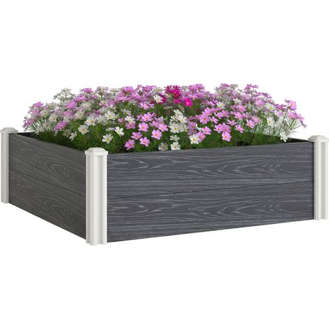 Letto da Giardino in Vinile con Fondo Aperto e Design a Incastro, 102x102x33 cm, Grigio Scuro