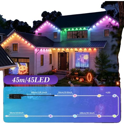Luci RGBIC per esterni, controllo intelligente, design resistente alle intemperie, 45M 45 LED, spina UE 220V-240V (1/2)