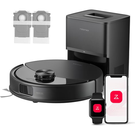 Roborock Aspirateur Robot Q10 S5+ Set(S8 Plus version améliorée) Laveur avec Station, 10000 Pa, Vidage Automatique, Double Anti-emmêlement Set Noir