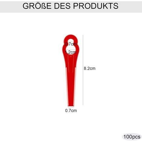 100 Stück Ersatz-Kunststoffmesser, Rasenkantenmesser für Rasenmäher, Kunststoffmesser für Garten- und Rasenkanten (Rot) H143 (1/4)