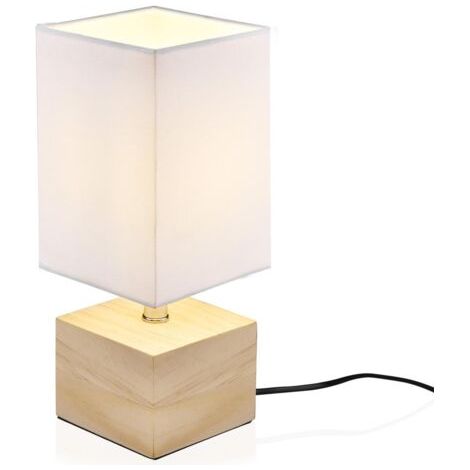 QORVA-Lampe de Chevet Decoration Moderne, Atmosphère Esthétique Lampe de Table Lecture Soin pour Les Yeux en Bois Nature Eclairage de Chambre Salle (BLANC) [Classe énergétique A++] -RAPANDA (1/5)