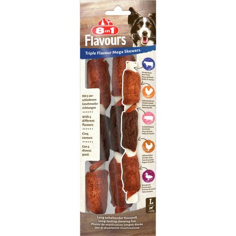 8in1 Hundeleckerli Triple Flavour Mega Skewers 80 g