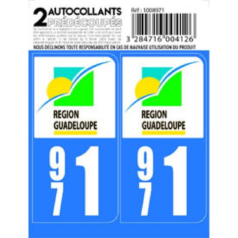 Autocollant departement 971 - GUADELOUPE -x2-