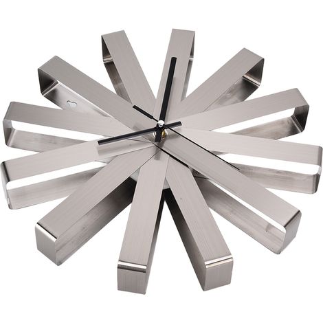 Horloge murale design moderne en acier inoxydable, silencieuse, pour salon et chambre, mécanisme haut de gamme (sans piles) (1/5)