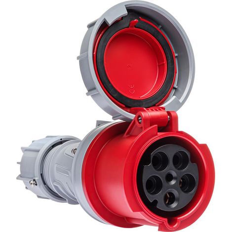 Prise femelle tétrapolaire 63A 3P+N+T – étanche IP67 – borne à vis pour câbles rigides 25mm² – qualité professionnelle