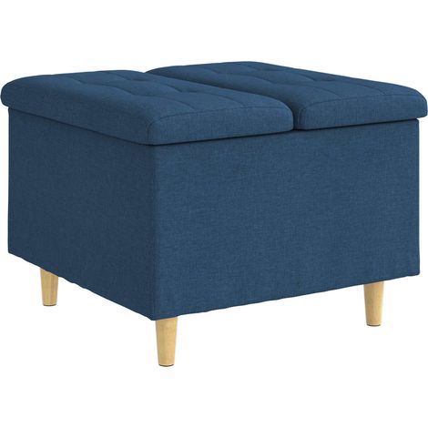 Aufbewahrungsottomane mit Kissen Blau 60 x 60 x 45 cm Stoff vidaXL