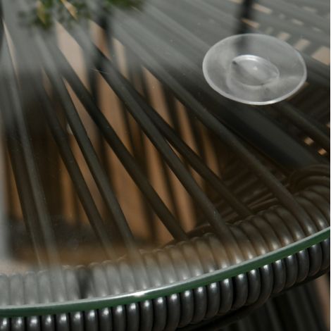Tisch Gartentisch Boho Glasplatte Rattan Schwarz HAVRYA (1/4)