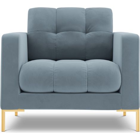 Fauteuil en velours bleu clair (1/5)