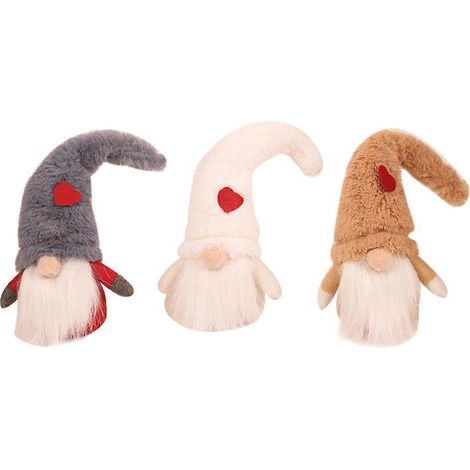 Lot de 3 gnomes suédois de Noël à la vieille barbe, figurines de Noël nordiques, ornements en peluche, accessoires décoratifs créatifs pour bureau.-28X10cm