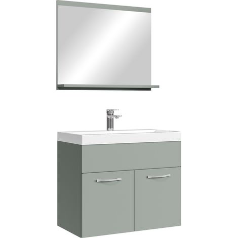 Mobili da bagno Montreal Set 02 60 x 35 cm – Verde opaco – con specchio