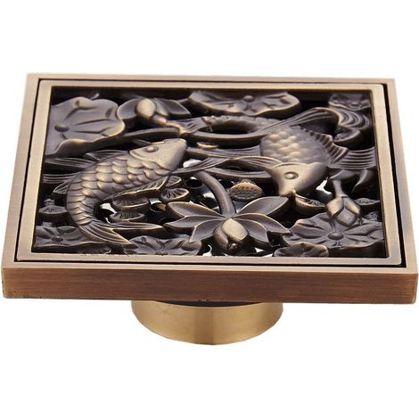 1 pièce Grille Sol, laiton antique, diamètre 10 cm, pour siphon cuisine et salle de bain (1/5)
