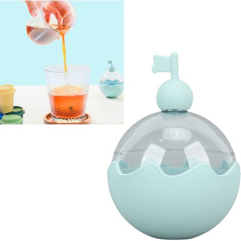 Kugelförmige Eiswürfelform in Whisky-Form, gefrorene kugelförmige Eiswürfel, Eiswürfelform aus lebensmittelechtem Silikon, runde Kugeln in Eierschalenform, Kugel-Eiswürfelbereiter für Zuhause, blau. (1/5)