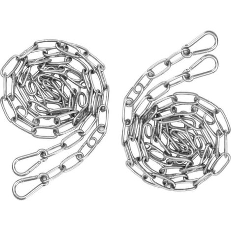 Chaîne en Acier inoxydable 2pcs 3mm X 2m Chaine Acier + 4 pcs Mousqueton Chaîne de Maillon d'extension pour Accrocher Chaîne d'ancre Hamac Multifonctionnel -Total 4 mètres (1/5)