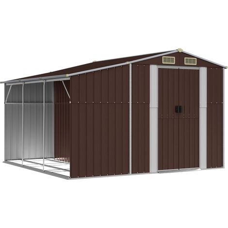 Casetta da giardino casetta per capanni casetta per riporre gli attrezzi casetta per esterni robusta 277 x 279 x 179 cm acciaio zincato marrone 020022284
