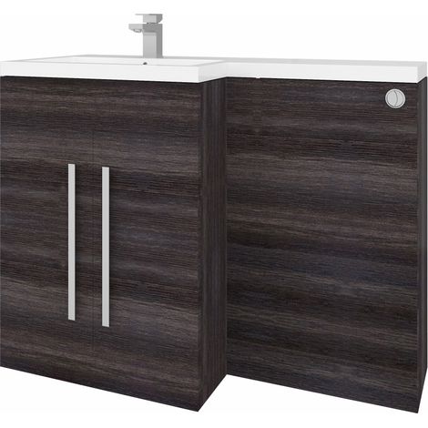 1100mm L Shape LH Vanity Unit Grey BTW Toilet Unit Flat Packed (1/5)
