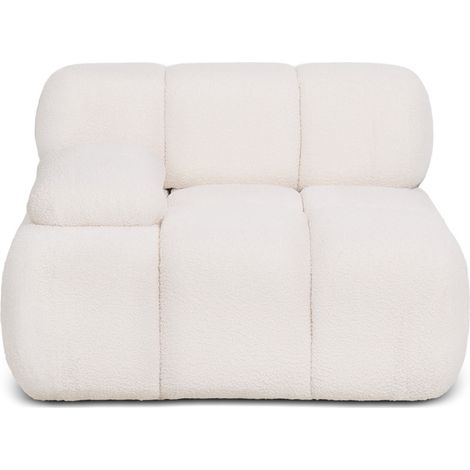 Fauteuil D'Angle Droit - Rembourré En Tissu Bouclé - Compatible Avec Le Canapé Modulaire Bianca Blanc (1/4)
