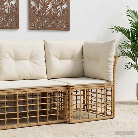 vidaXL Modulo Divano Angolare da Esterno Naturale polyrattan