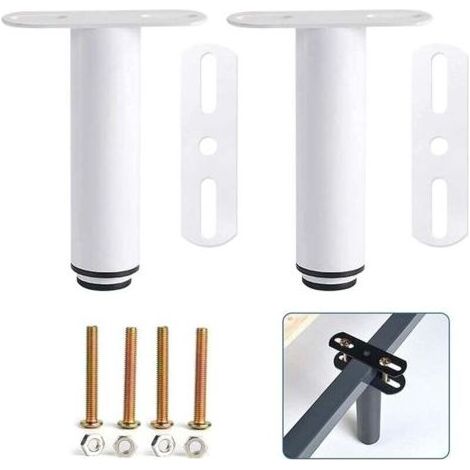Forehill – Lot de 2 pieds de lit réglables 15-27 cm – Fer haute qualité avec fond nylon antidérapant – Pour sommiers à lattes et meubles (1/2)