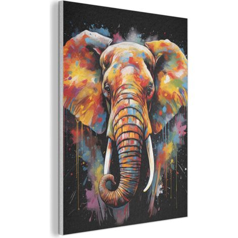 Acoustic Felt Wall Art Elephant - Graffiti - Black - Animals - Colors 60x80 cm (1/5)