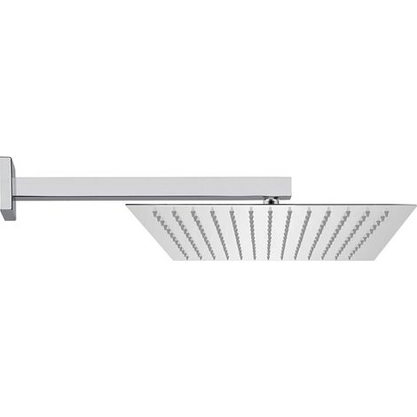 Set doccia quadrato cromo con braccio 40 cm + soffione in acciaio 25x25 cm (1/6)