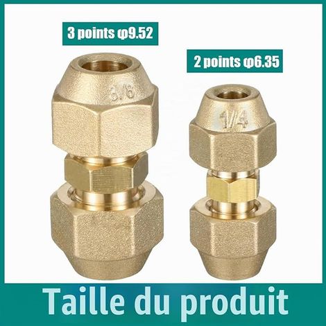 Copper Double Fittings for Air Conditioning Double Nipple, Seamless AC Copper Pipe Fitting, with Connection Nut for Sanitary Air Conditioners (1/3)