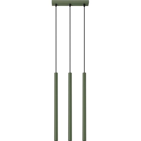 Lámpara colgante Vacu verde, 3 luces (1/5)