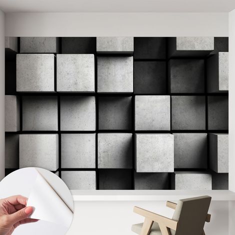 Fotomurale adesivo - Carta da parati adesiva - per la cucina camera da letto per la soggiorno - Cubi geometrici 152x104 cm (1/5)