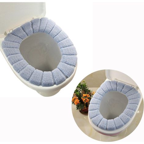 Housse de siège de toilette bleue avec tissu isolant pour plus de chaleur et de confort (1/3)