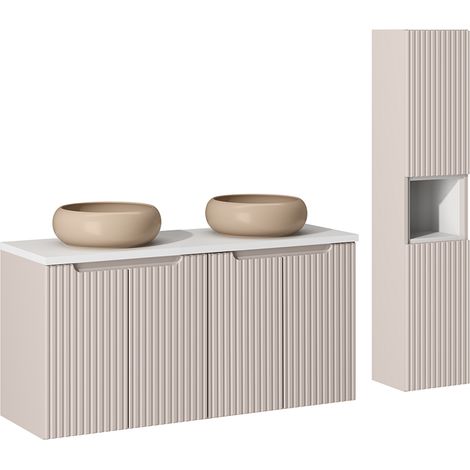 Set di mobili da bagno doppio lavabo Riva cachemire 120cm
