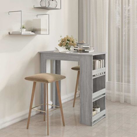 Table haute Table de bar - Mange-Debout avec rangement Sonoma gris 102x50x103,5 cm BV573399 - BonneVie (1/5)