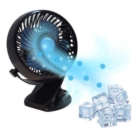 Mini-Akku-Ventilator – 3 Geschwindigkeitsstufen – Rutschfeste Klemme – 360° drehbarer Kopf – Bis zu 8 Stunden Akkulaufzeit (1/5)