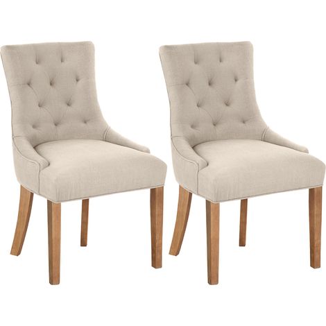 Lot de 2 fauteuils 56x60x93 cm en tissu crème - VLADI