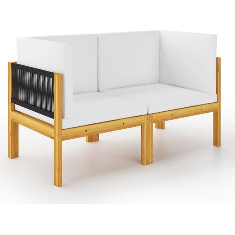 Banc de jardin à 2 places avec coussins Bois d'acacia massif (1/5)