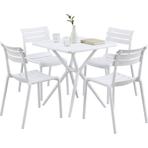 Gartenmöbel-Set Vela mit 4 Stühlen weiß