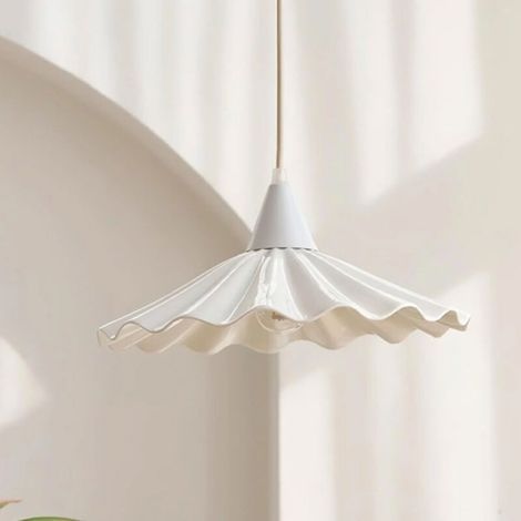 Modern Pleated Lotus Leaf Pendant Light - Adjustable String Lights, 120 cm (E27 Socket) - for Bars, Living Rooms and Bedrooms - White Light (1/4)