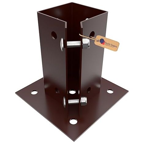 Support de poteau réglable à boulonner thermolaqué 75 x 75 mm – platine d’angle pour base de poteau – GeZu Impex (1/5)