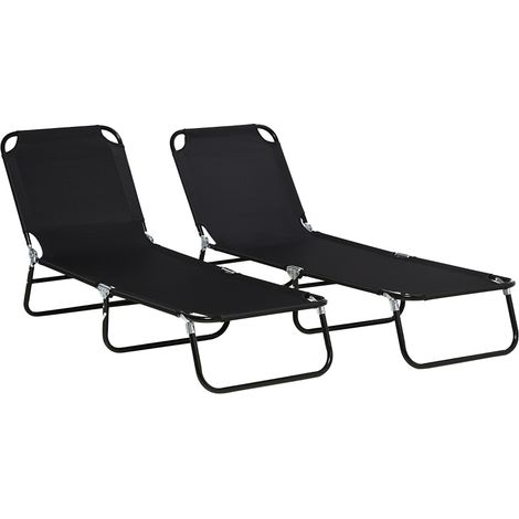 Ensemble de 2 transats de jardin, réglable, charge max 120 kg, pour jardin et terrasse, jusqu’à 120 kg, chargeable-Chi