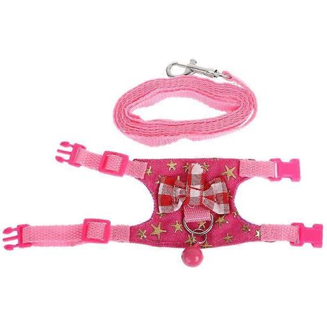 Mignon harnais et laisse à carreaux pour rat, chinchilla, lapin, écureuil, promenade en extérieur, taille S, rose. (1/4)