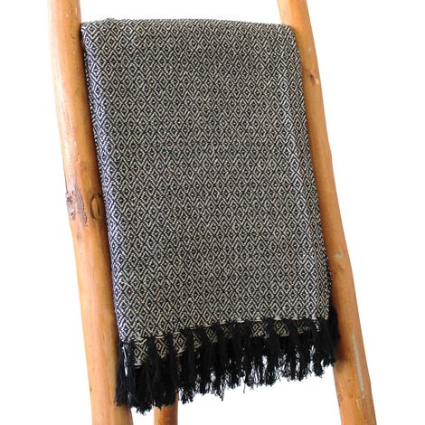 Plaid Confort Boho - 125x150cm - Charbon- Vendu par 1 (1/4)